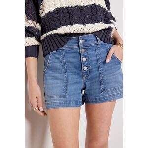 Evereve Ever Denim Jean Utility Exposed Button Fly Stretch Shorts womens 30